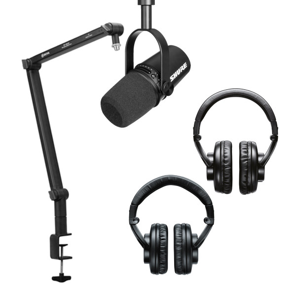 Shure MV7-S Podcast Microphone and SRH440A Pro Headphones Bundle
